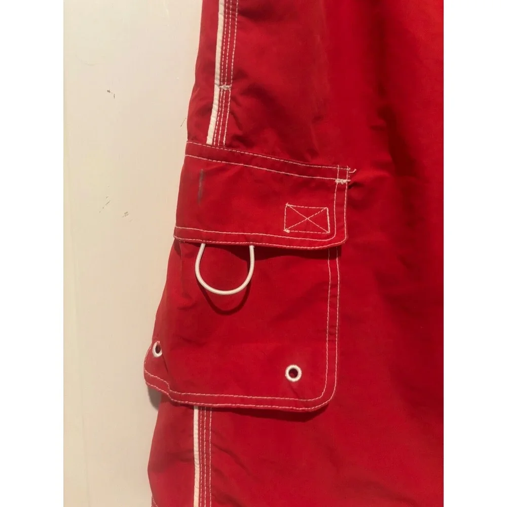 Lifeguard Swim Trunks Red White Men's Size Medium‎ Bathing Suit Summer